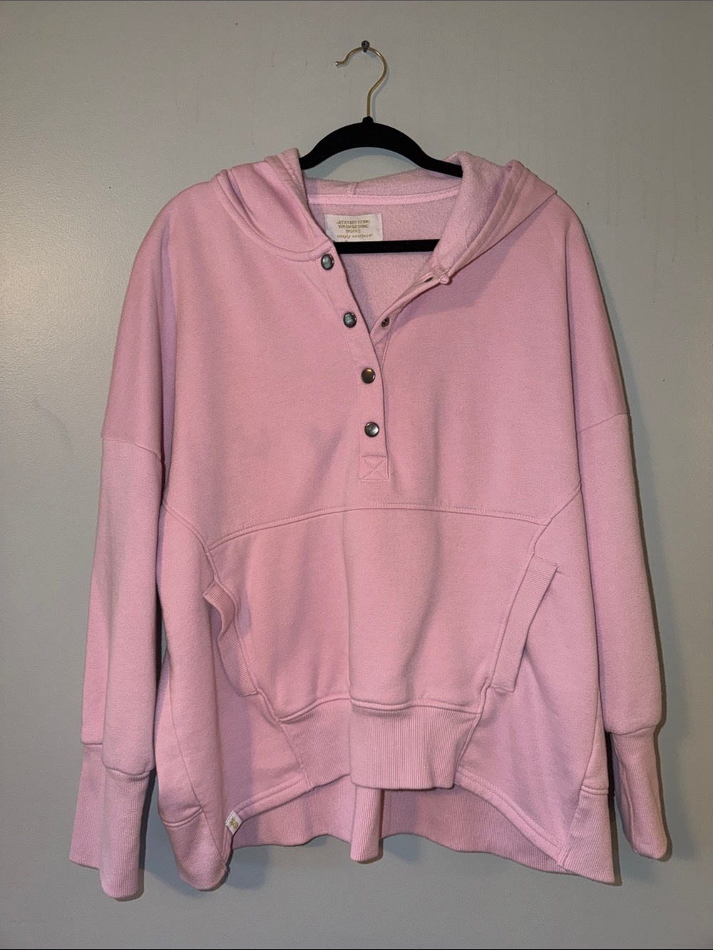 Simply Southern Light Pink Hooded Snap-Front Pullover Sweatshirt